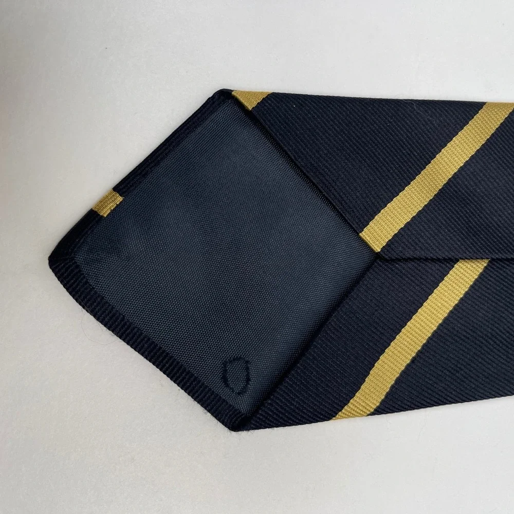 Vintage Jos A Bank Striped‎ Silk Tie Necktie Navy Blue Gold Repp Stripe USA Made